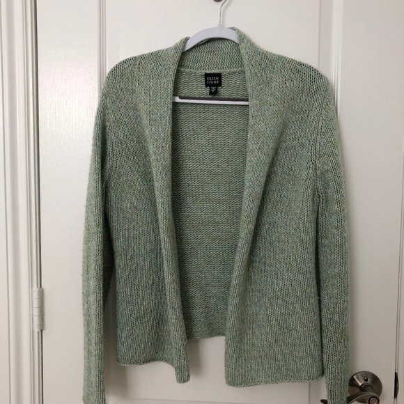 EILEEN FISHER Wool & Cashmere CARDIGAN Green size S fits Small - Large - Picture 1 of 8